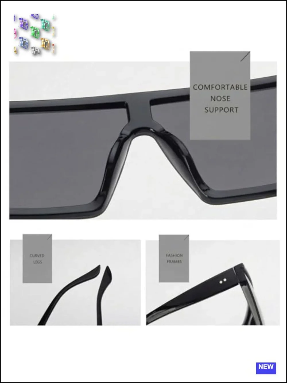 Oversized Square Sunglasses UV400 Protection Unisex
